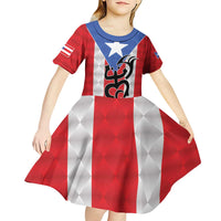 Puerto Rico Football Custom Kid Short Sleeve Dress Come On El Huracan Azul