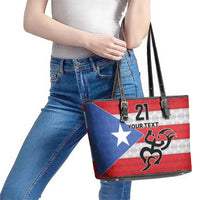 Puerto Rico Football Custom Leather Tote Bag Come On El Huracan Azul
