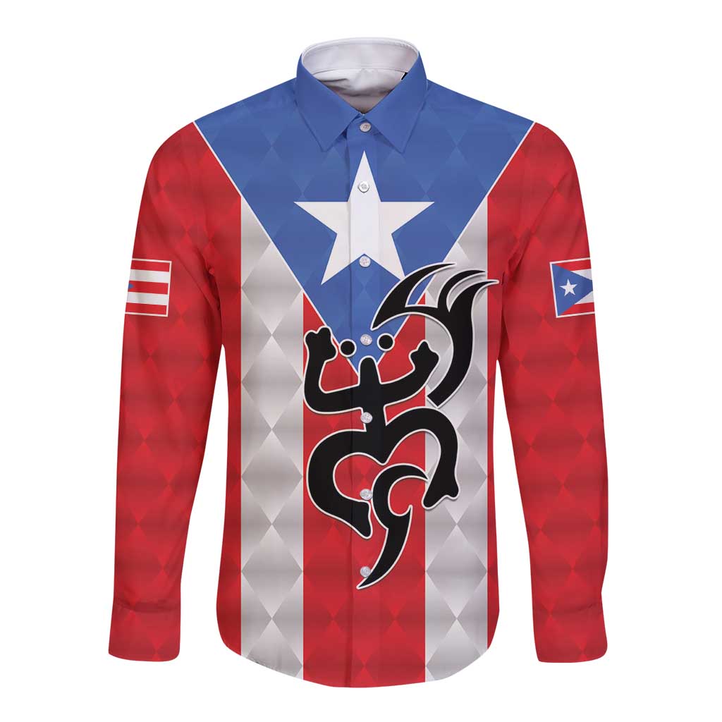 Puerto Rico Football Custom Long Sleeve Button Shirt Come On El Huracan Azul