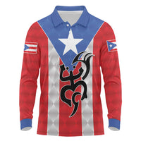 Puerto Rico Football Custom Long Sleeve Polo Shirt Come On El Huracan Azul