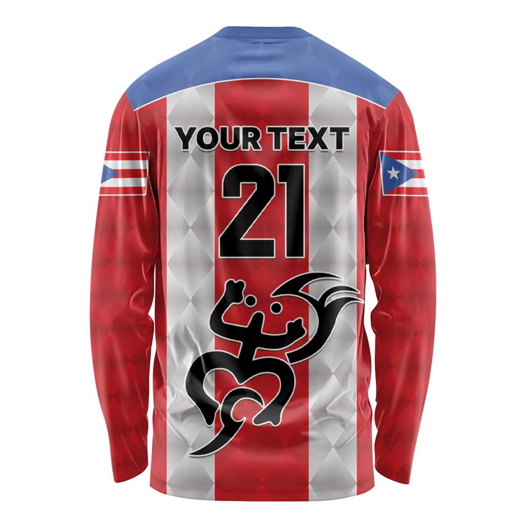 Puerto Rico Football Custom Long Sleeve Shirt Come On El Huracan Azul