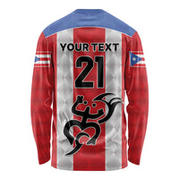 Puerto Rico Football Custom Long Sleeve Shirt Come On El Huracan Azul