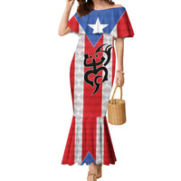 Puerto Rico Football Custom Mermaid Dress Come On El Huracan Azul