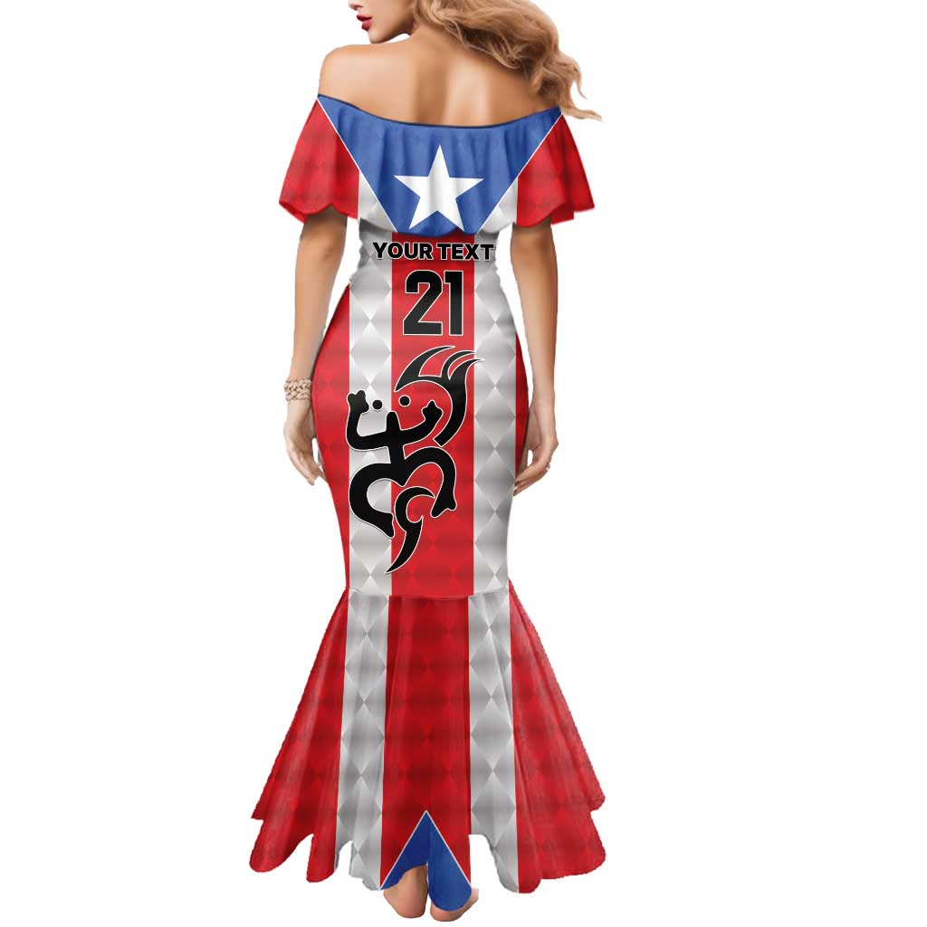 Puerto Rico Football Custom Mermaid Dress Come On El Huracan Azul