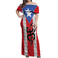 Puerto Rico Football Custom Off Shoulder Maxi Dress Come On El Huracan Azul