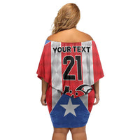 Puerto Rico Football Custom Off Shoulder Short Dress Come On El Huracan Azul
