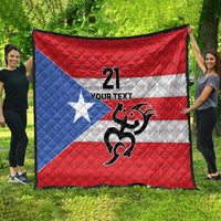 Puerto Rico Football Custom Quilt Come On El Huracan Azul