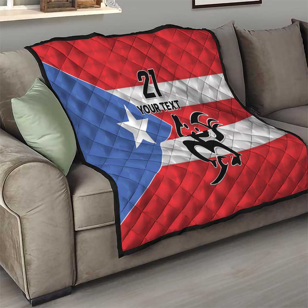 Puerto Rico Football Custom Quilt Come On El Huracan Azul