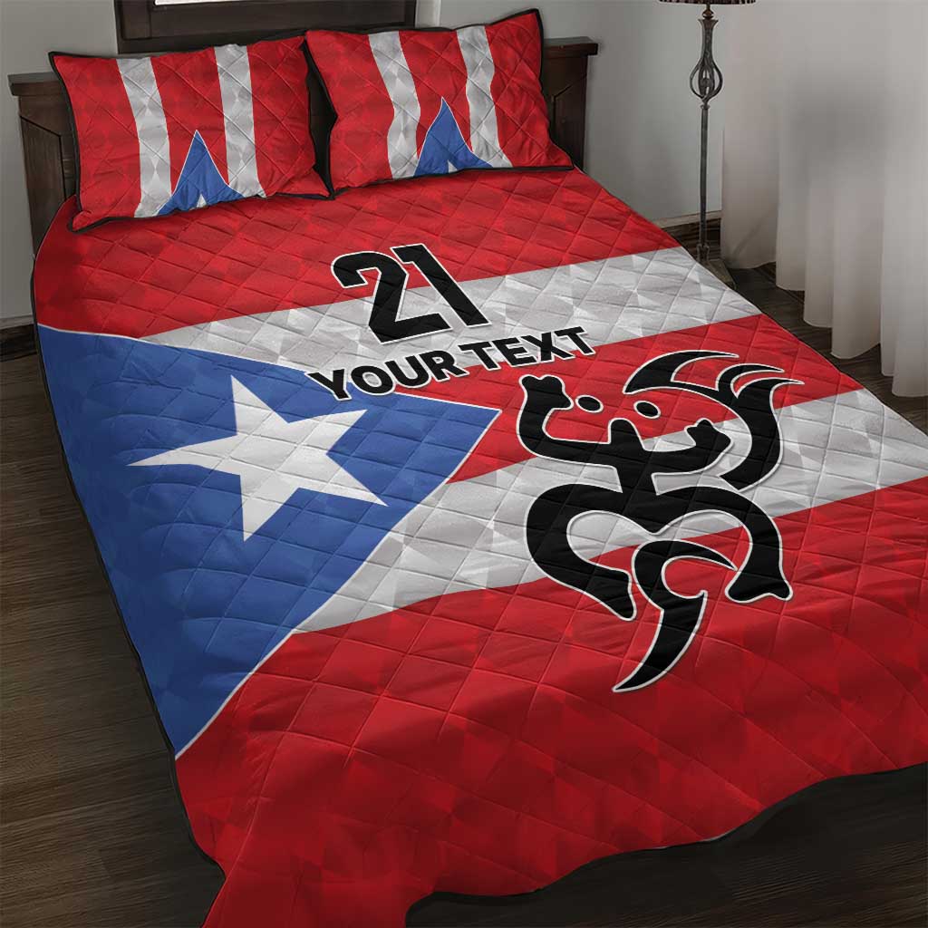 Puerto Rico Football Custom Quilt Bed Set Come On El Huracan Azul