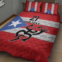 Puerto Rico Football Custom Quilt Bed Set Come On El Huracan Azul