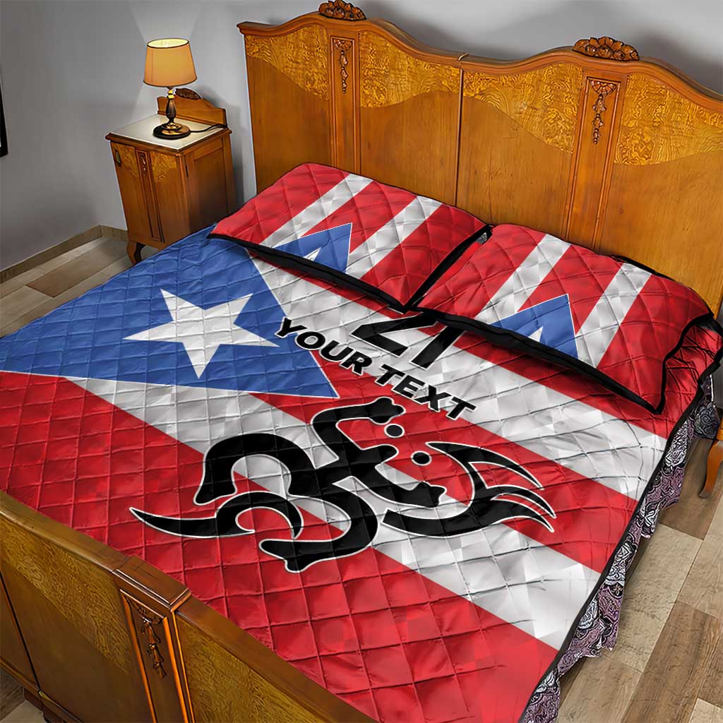 Puerto Rico Football Custom Quilt Bed Set Come On El Huracan Azul