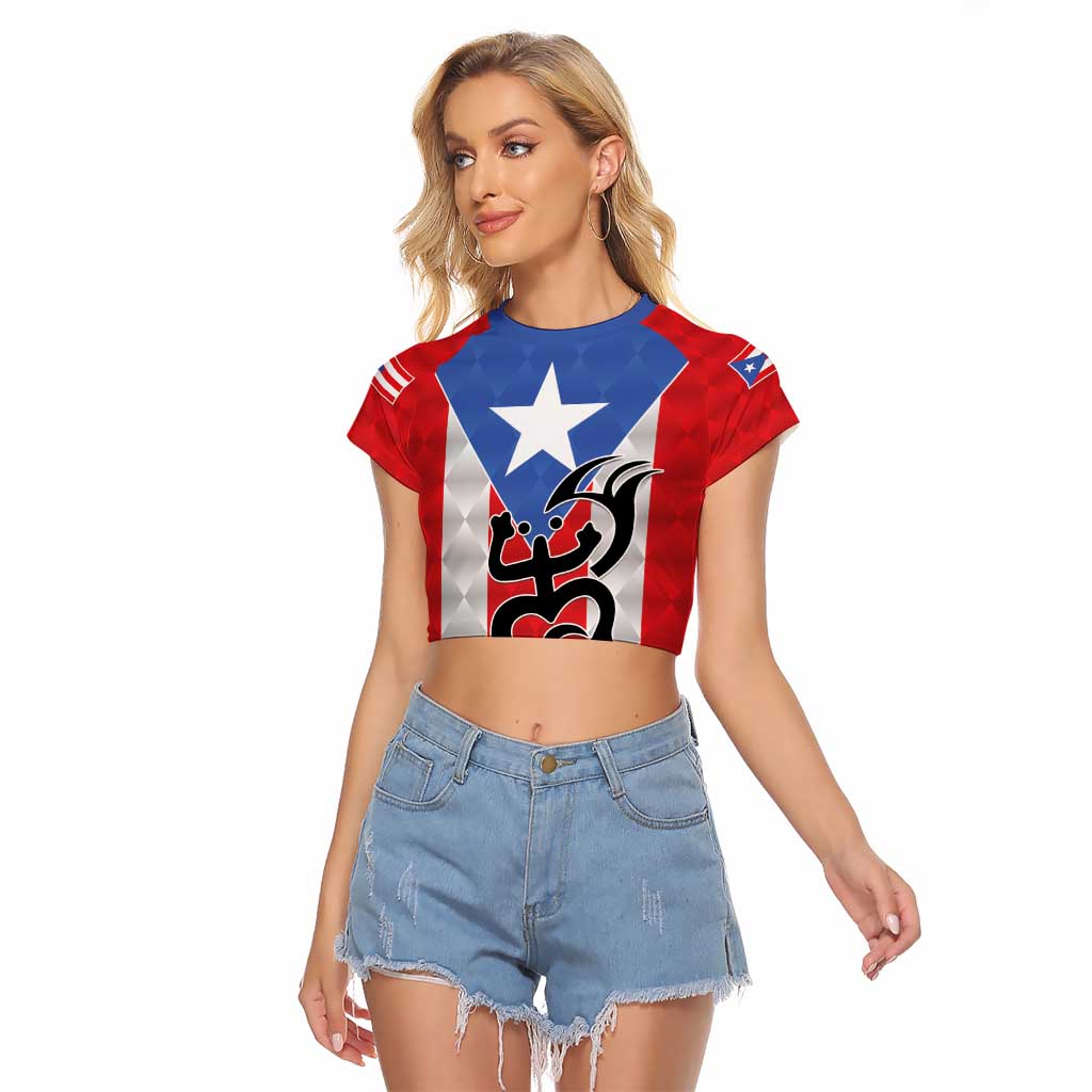 Puerto Rico Football Custom Raglan Cropped T Shirt Come On El Huracan Azul