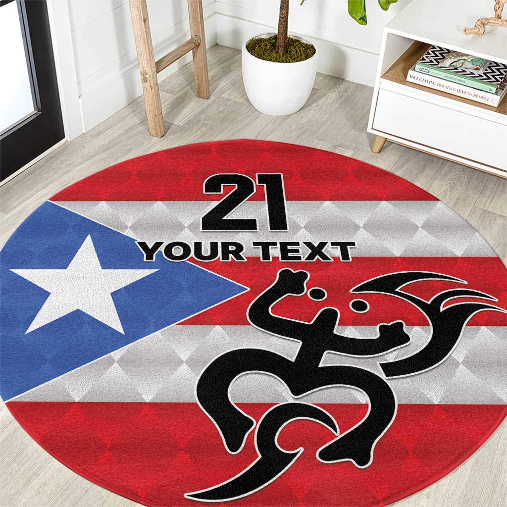 Puerto Rico Football Custom Round Carpet Come On El Huracan Azul