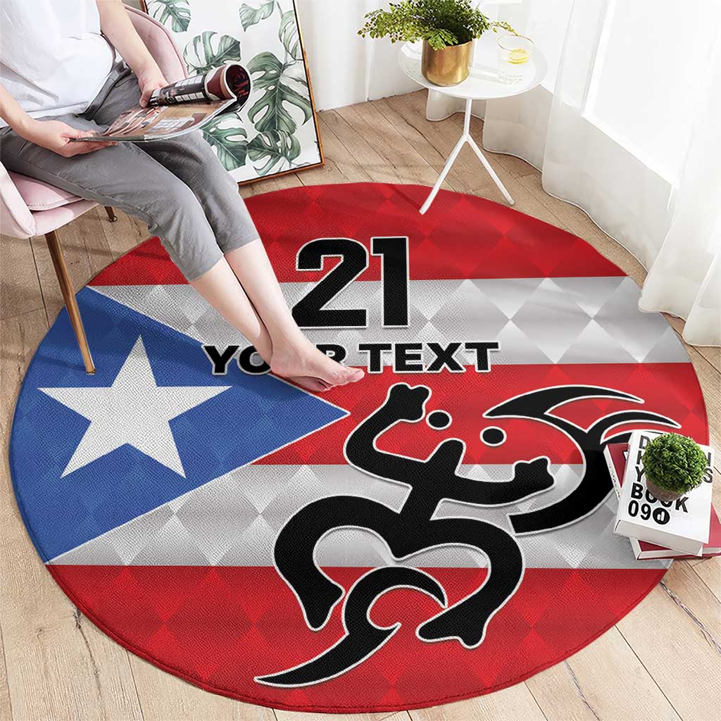 Puerto Rico Football Custom Round Carpet Come On El Huracan Azul