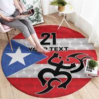 Puerto Rico Football Custom Round Carpet Come On El Huracan Azul