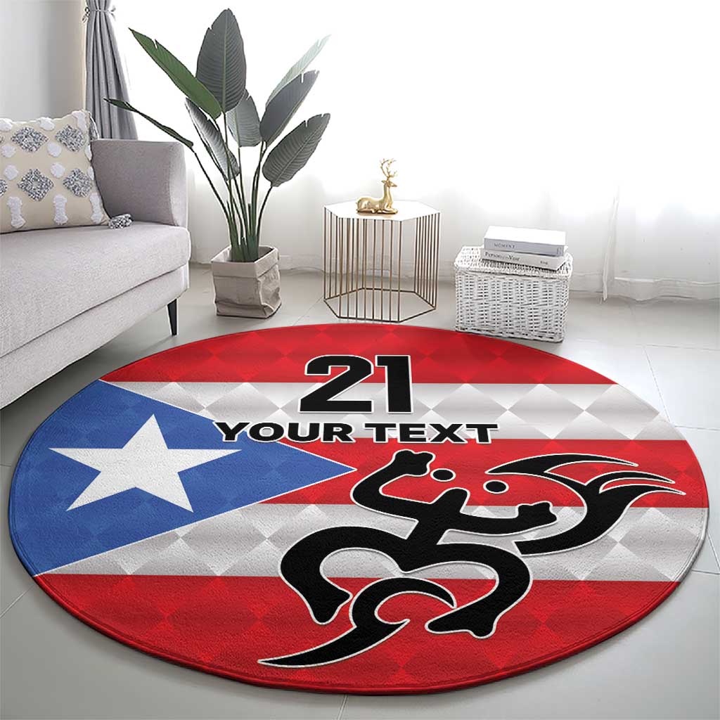 Puerto Rico Football Custom Round Carpet Come On El Huracan Azul