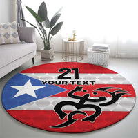 Puerto Rico Football Custom Round Carpet Come On El Huracan Azul