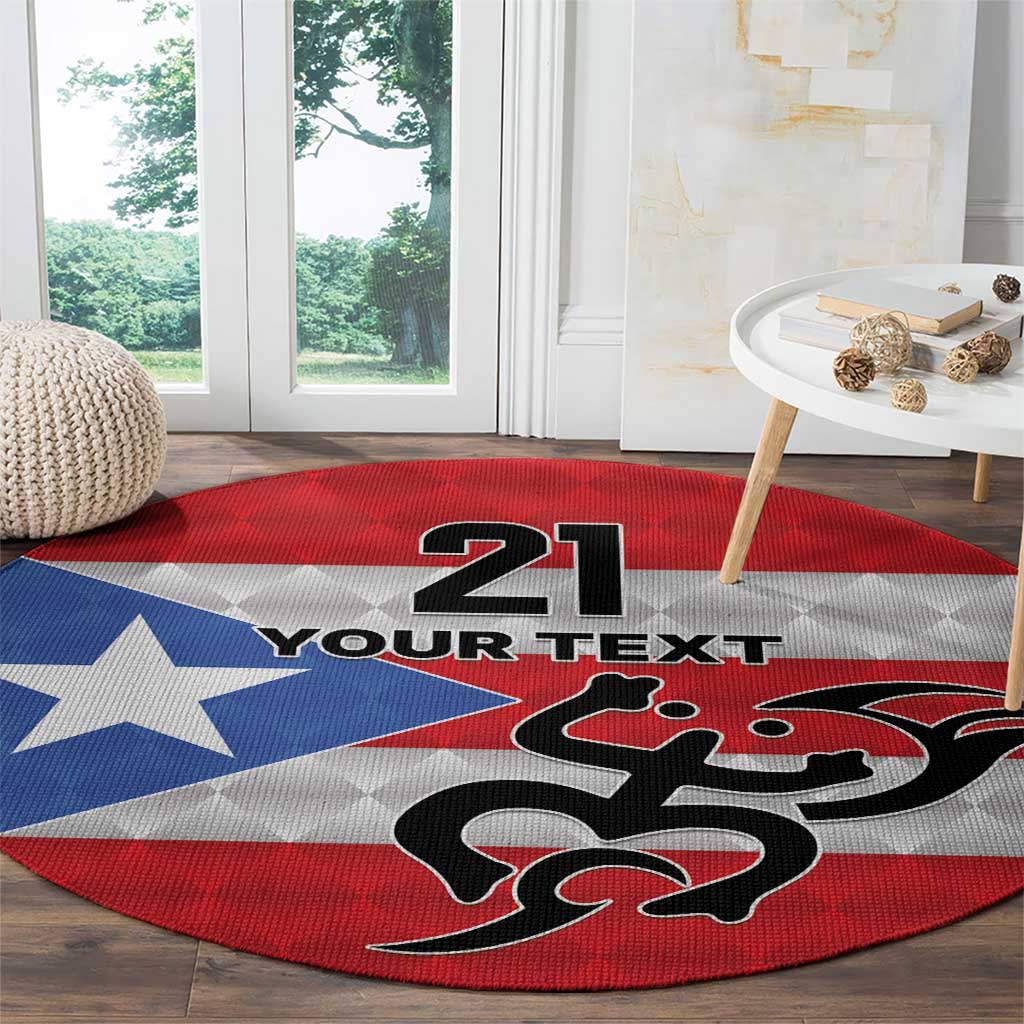 Puerto Rico Football Custom Round Carpet Come On El Huracan Azul