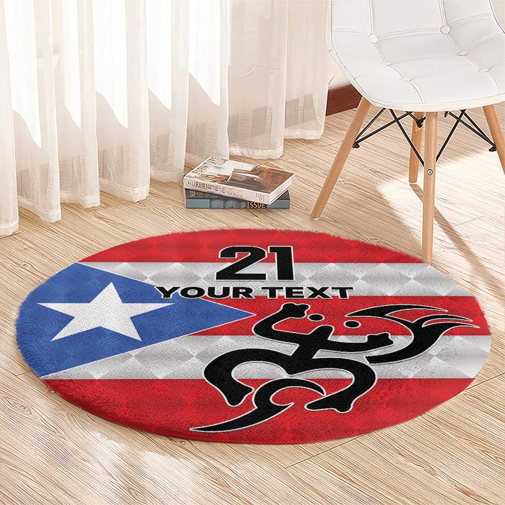 Puerto Rico Football Custom Round Carpet Come On El Huracan Azul