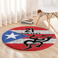 Puerto Rico Football Custom Round Carpet Come On El Huracan Azul