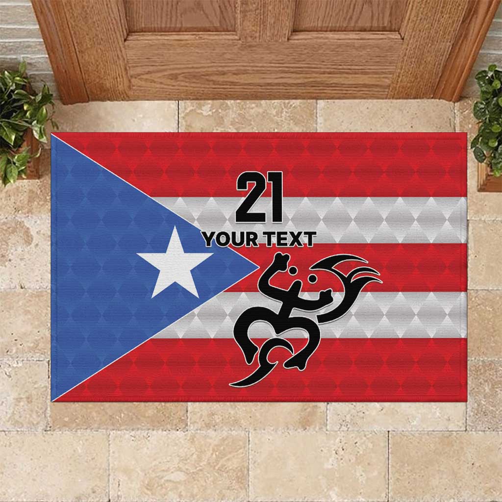 Puerto Rico Football Custom Rubber Doormat Come On El Huracan Azul