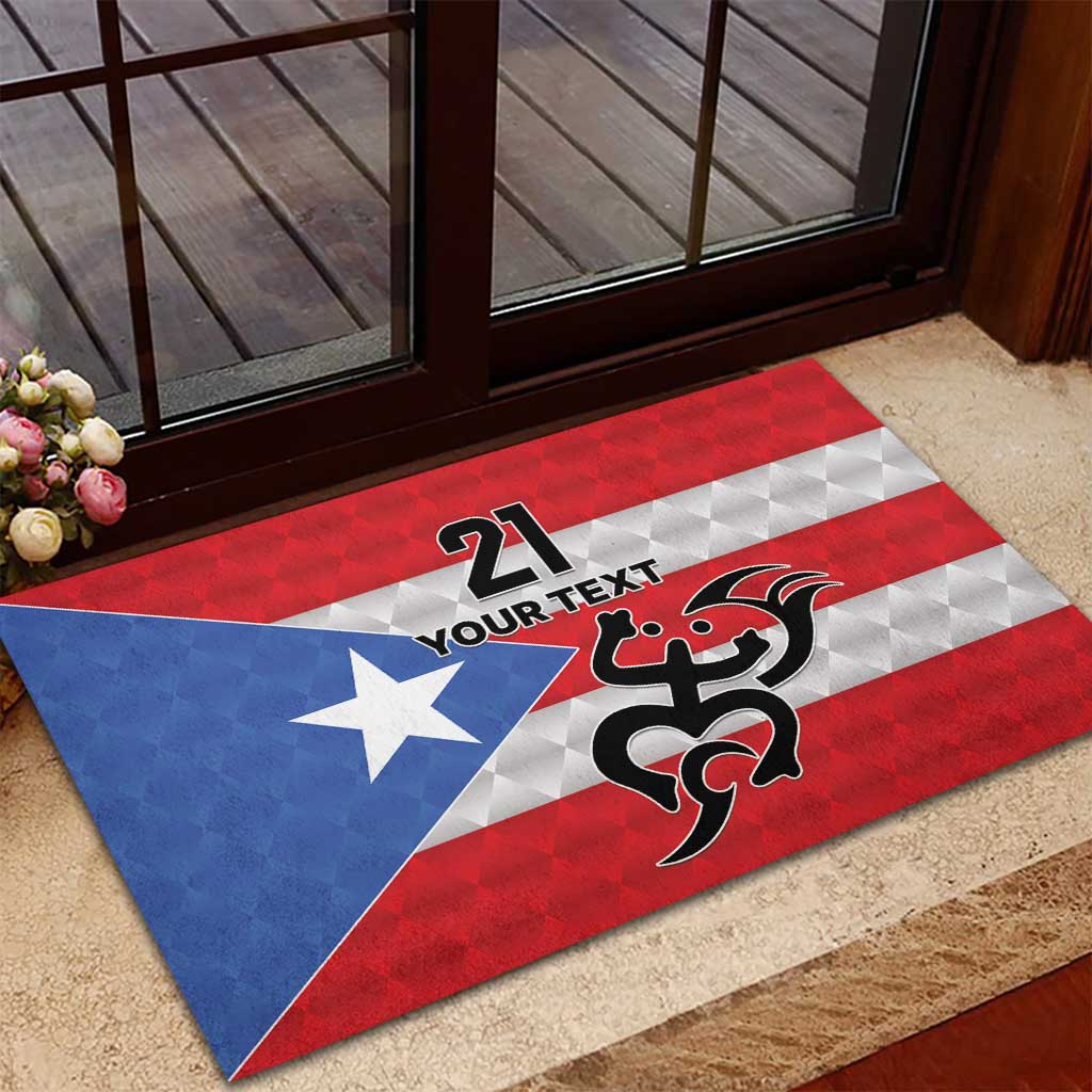 Puerto Rico Football Custom Rubber Doormat Come On El Huracan Azul