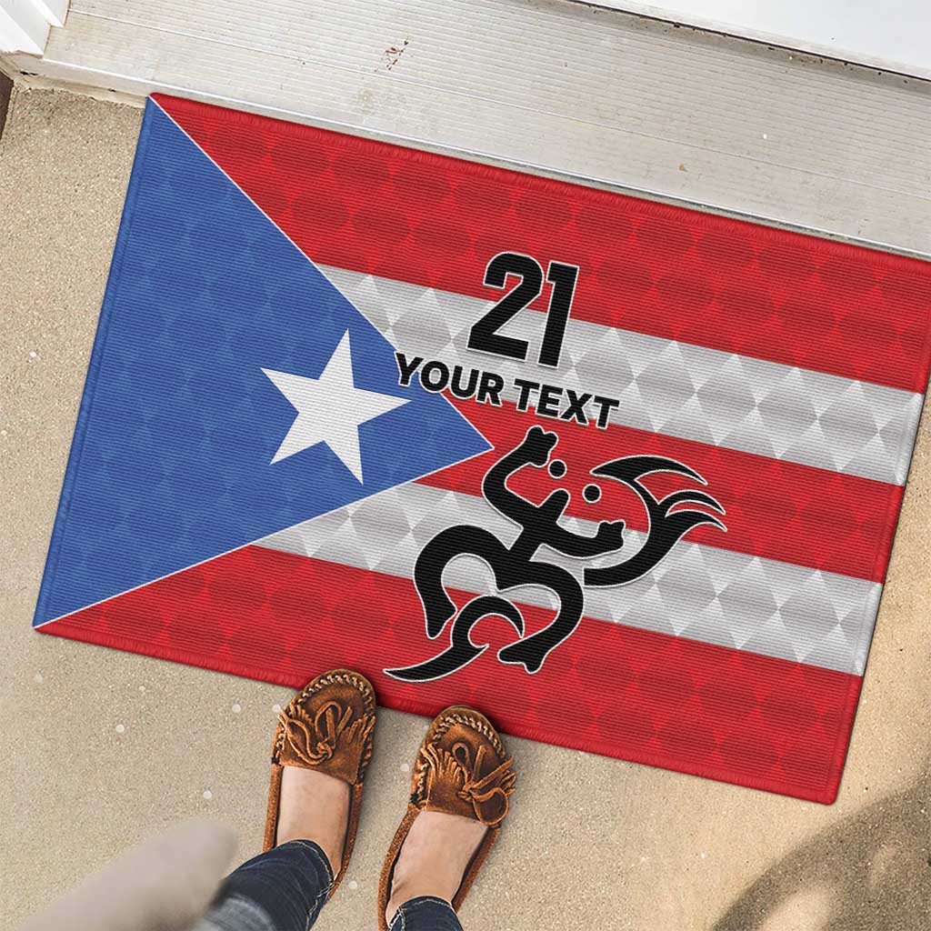 Puerto Rico Football Custom Rubber Doormat Come On El Huracan Azul