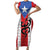Puerto Rico Football Custom Short Sleeve Bodycon Dress Come On El Huracan Azul