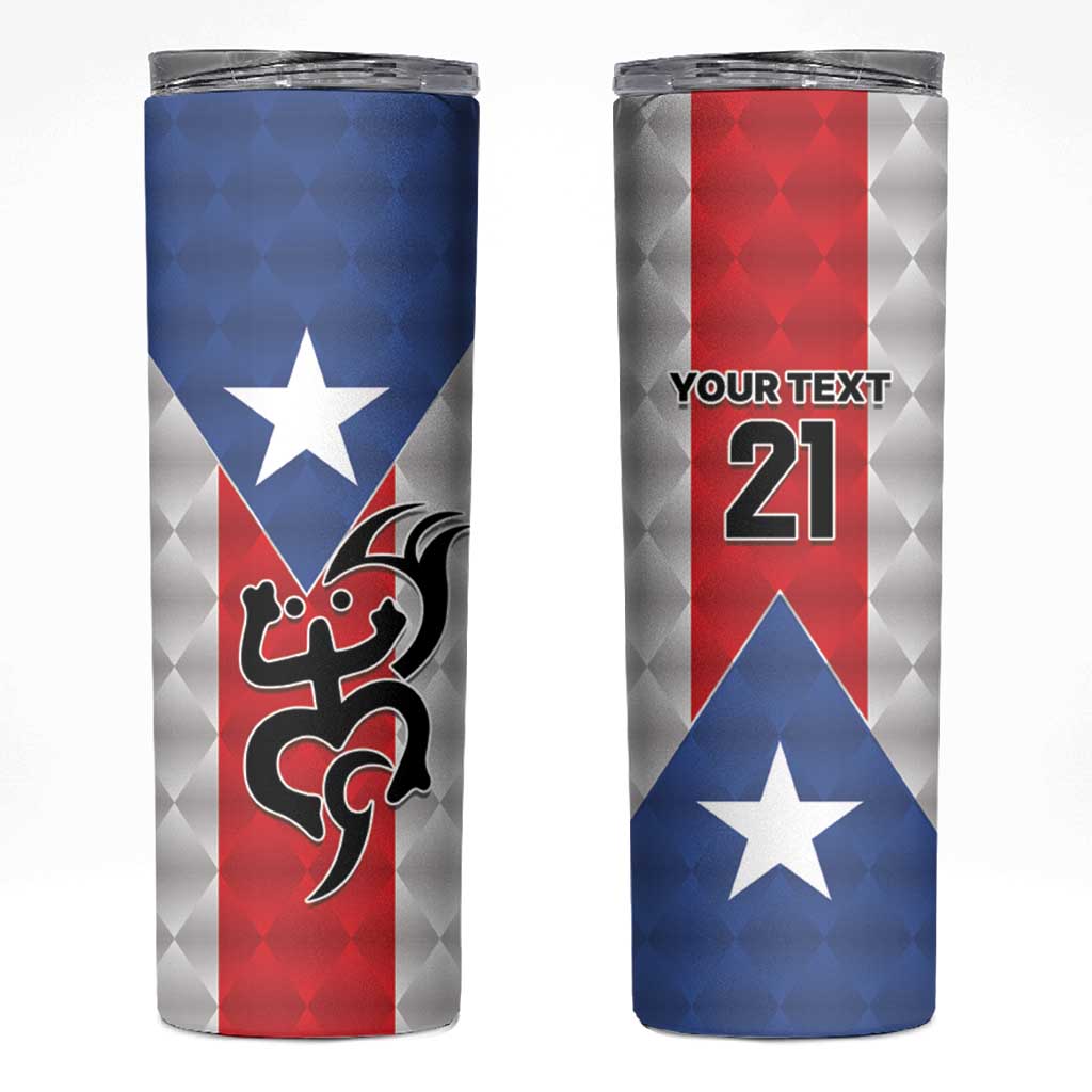 Puerto Rico Football Custom Skinny Tumbler Come On El Huracan Azul