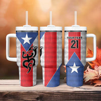 Puerto Rico Football Custom Tumbler With Handle Come On El Huracan Azul