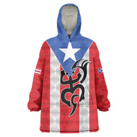 Puerto Rico Football Custom Wearable Blanket Hoodie Come On El Huracan Azul