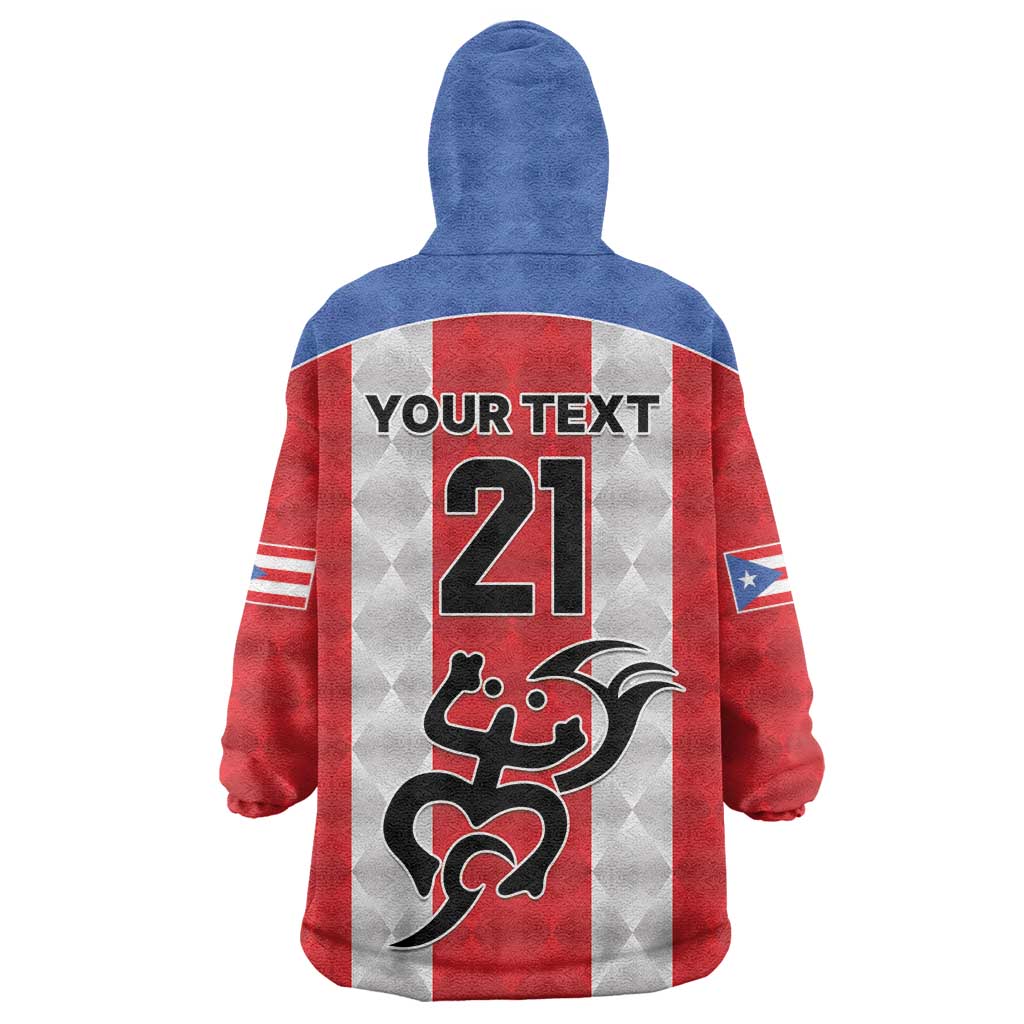 Puerto Rico Football Custom Wearable Blanket Hoodie Come On El Huracan Azul