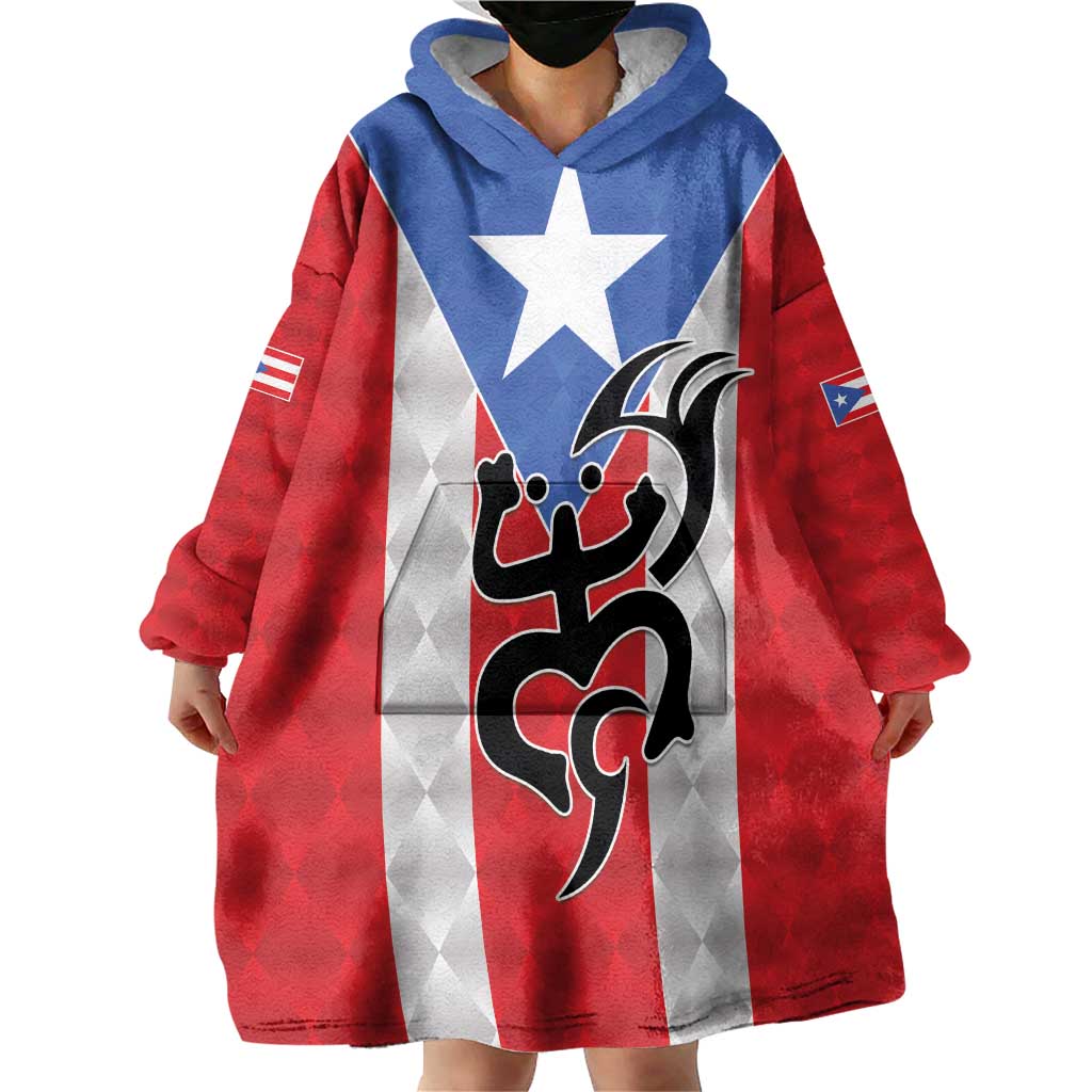 Puerto Rico Football Custom Wearable Blanket Hoodie Come On El Huracan Azul