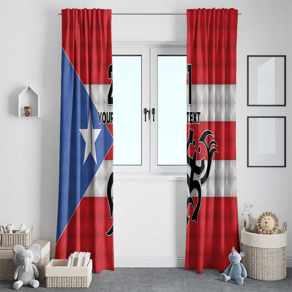 Puerto Rico Football Custom Window Curtain Come On El Huracan Azul