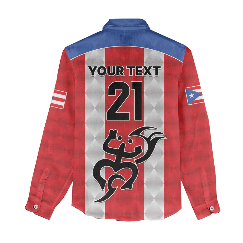 Puerto Rico Football Custom Women Casual Shirt Come On El Huracan Azul