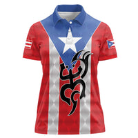 Puerto Rico Football Custom Women Polo Shirt Come On El Huracan Azul