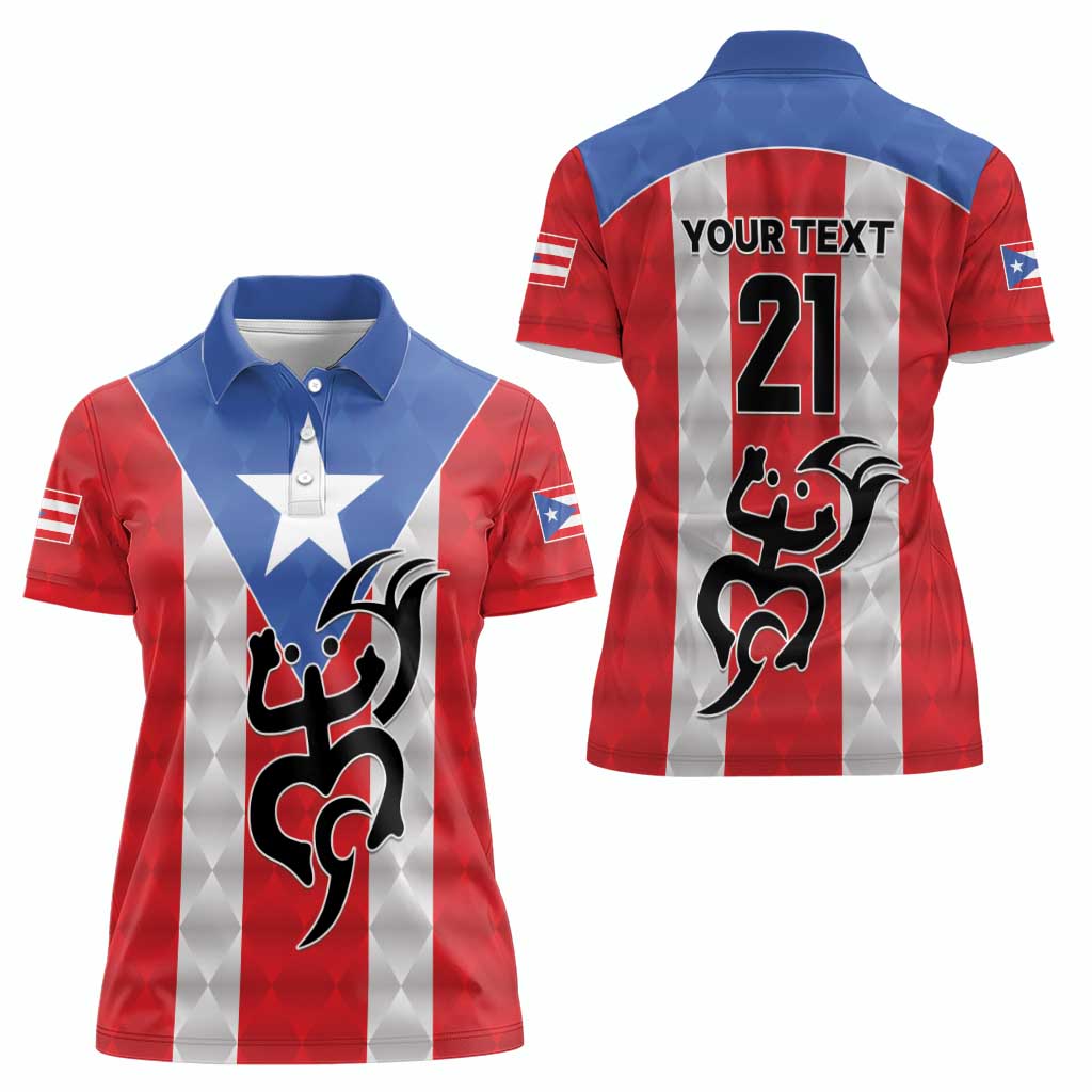 Puerto Rico Football Custom Women Polo Shirt Come On El Huracan Azul