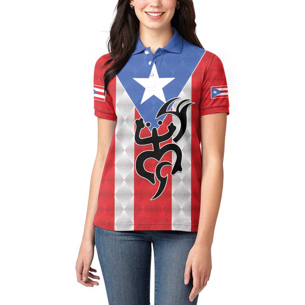Puerto Rico Football Custom Women Polo Shirt Come On El Huracan Azul