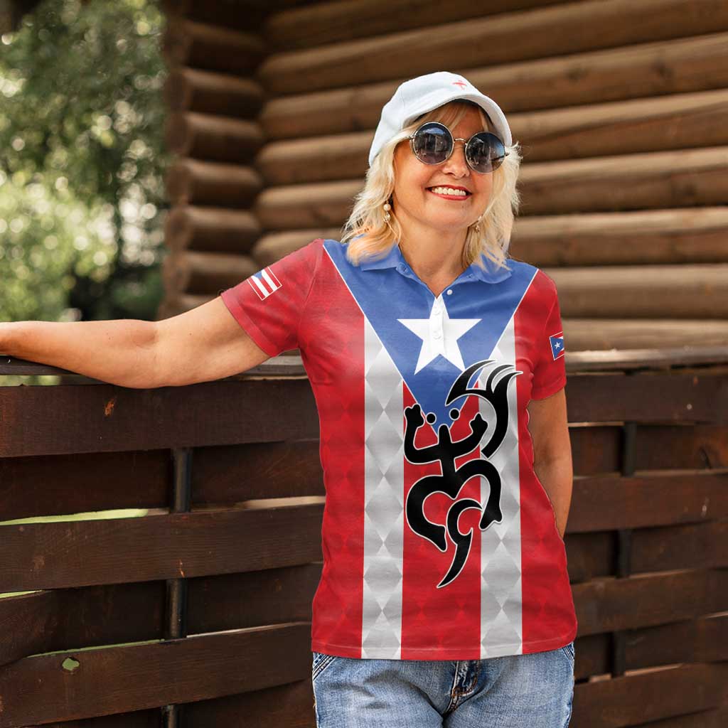 Puerto Rico Football Custom Women Polo Shirt Come On El Huracan Azul