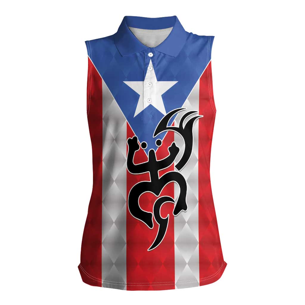 Puerto Rico Football Custom Women Sleeveless Polo Shirt Come On El Huracan Azul