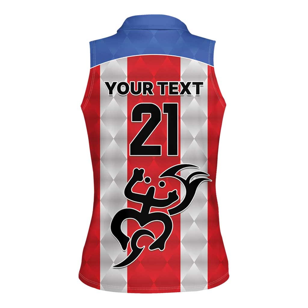 Puerto Rico Football Custom Women Sleeveless Polo Shirt Come On El Huracan Azul
