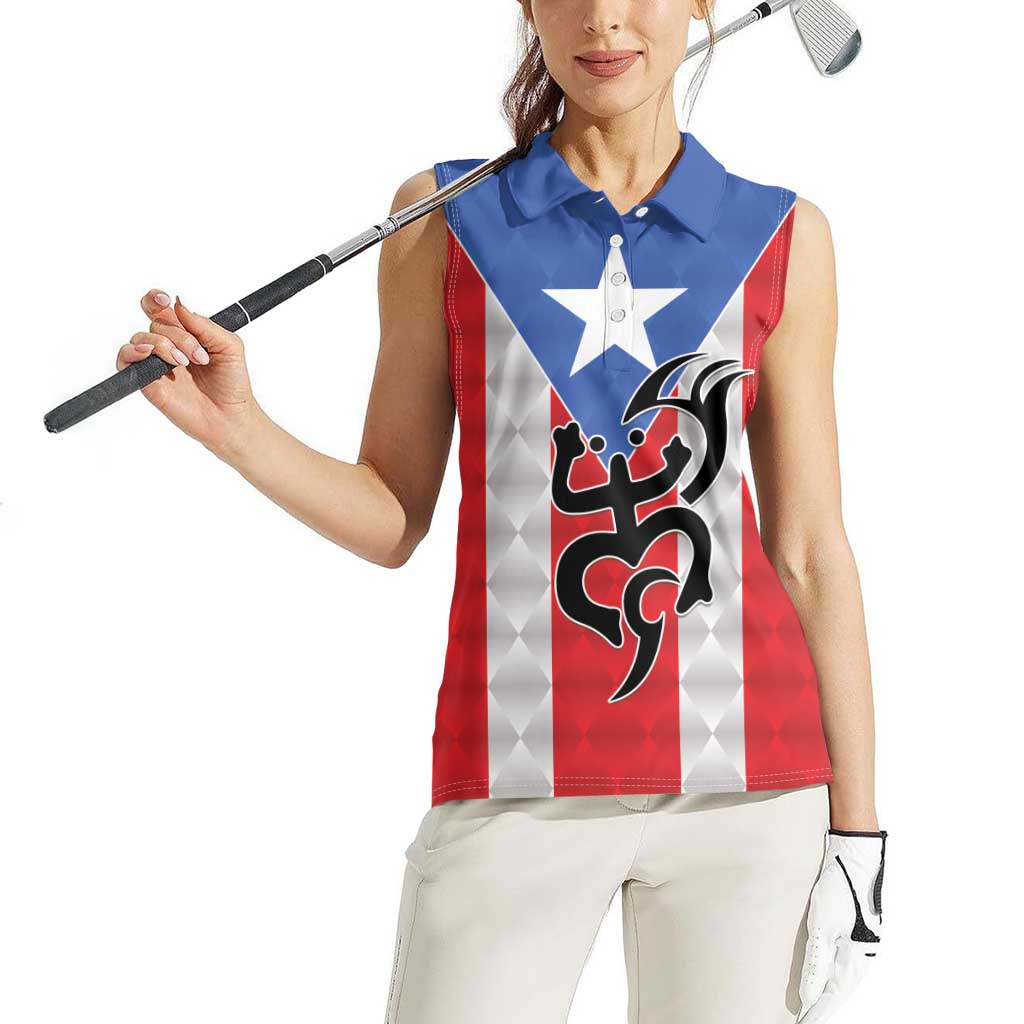 Puerto Rico Football Custom Women Sleeveless Polo Shirt Come On El Huracan Azul