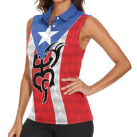 Puerto Rico Football Custom Women Sleeveless Polo Shirt Come On El Huracan Azul
