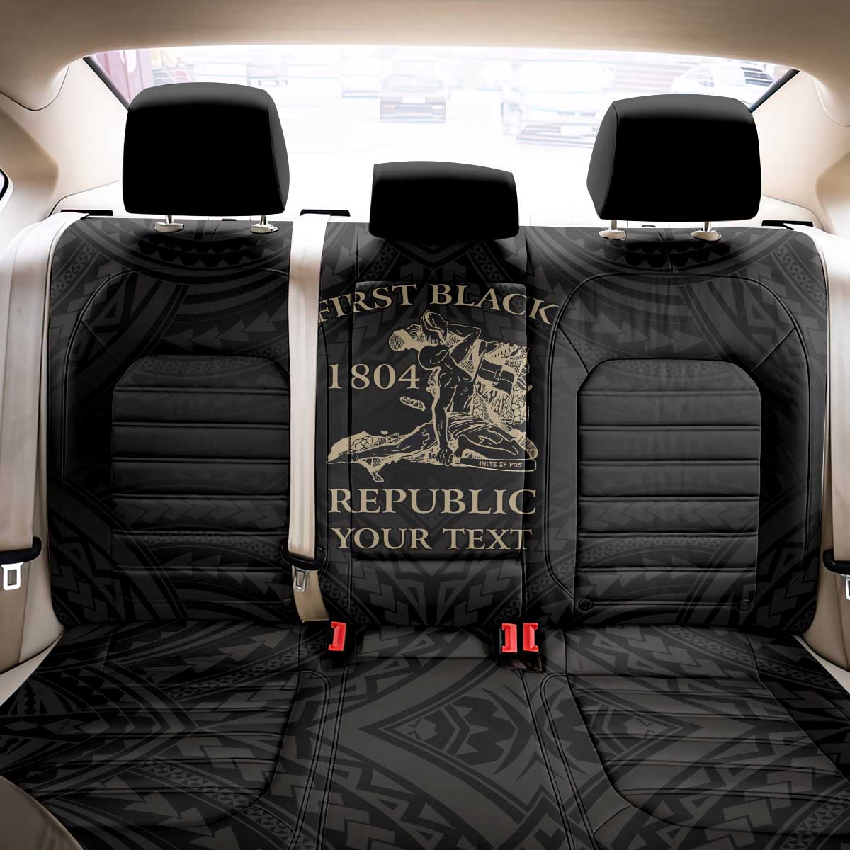 Personalized Haiti First Black Republic Back Car Seat Cover Negre Marron With Map And Flag