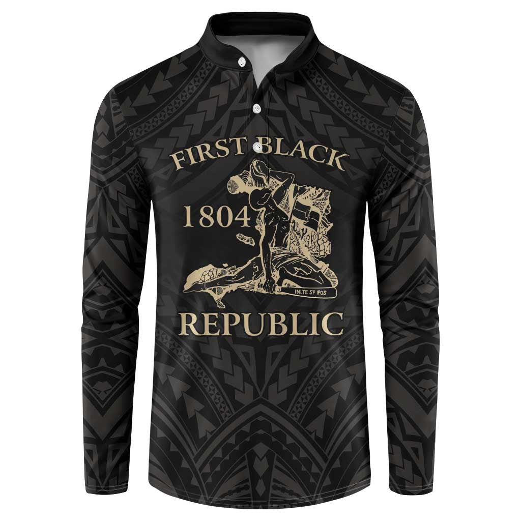 Personalized Haiti First Black Republic Button Sweatshirt Negre Marron With Map And Flag