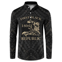 Personalized Haiti First Black Republic Button Sweatshirt Negre Marron With Map And Flag