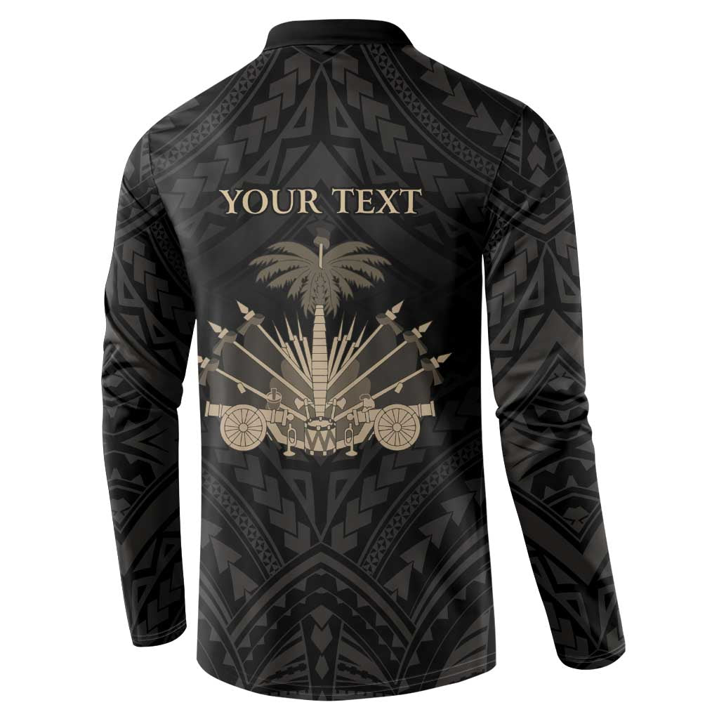 Personalized Haiti First Black Republic Button Sweatshirt Negre Marron With Map And Flag