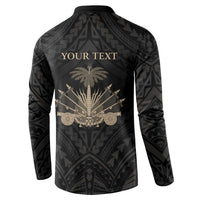 Personalized Haiti First Black Republic Button Sweatshirt Negre Marron With Map And Flag