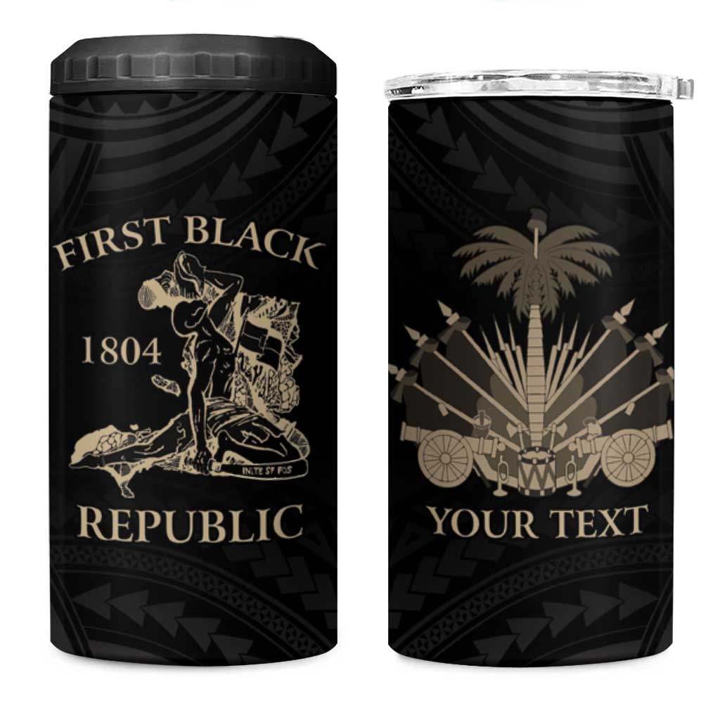 Personalized Haiti First Black Republic 4 in 1 Can Cooler Tumbler Negre Marron With Map And Flag