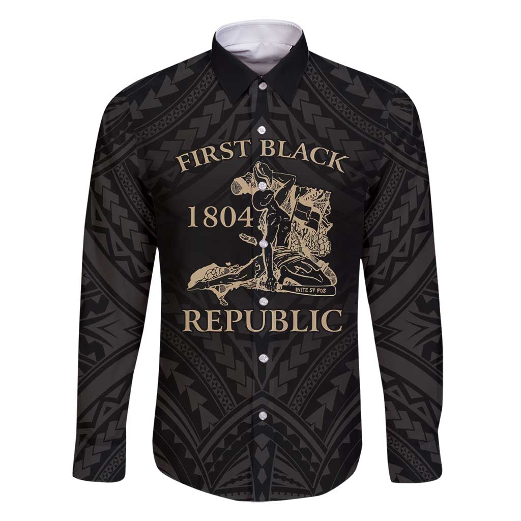 Personalized Haiti First Black Republic Family Matching Long Sleeve Bodycon Dress and Hawaiian Shirt Negre Marron With Map And Flag
